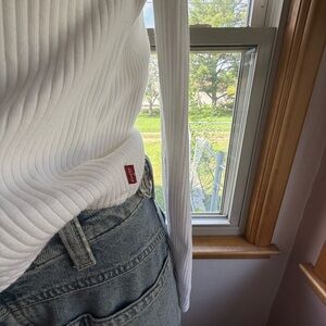 Levi's White Ribbed Button Down Shirt